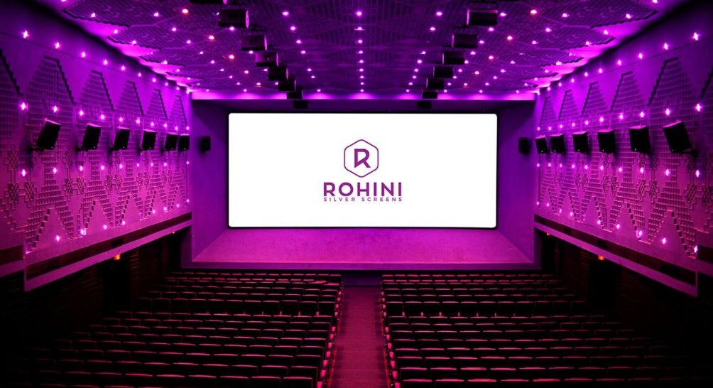Rohini Silver Screens auditorium with the new brand on screen